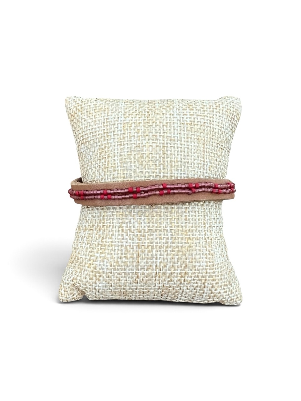 Chan Luu Red Beaded Leather Wrap Bracelet